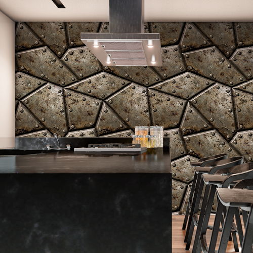 Adesivo Papel de Parede - Aço Industrial Mosaico